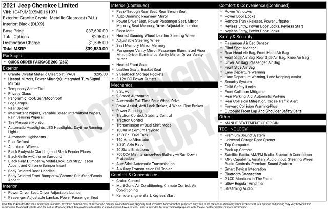 2021 Jeep Cherokee Limited