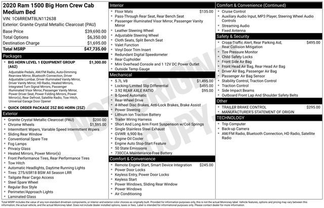 2020 RAM 1500 Big Horn/Lone Star