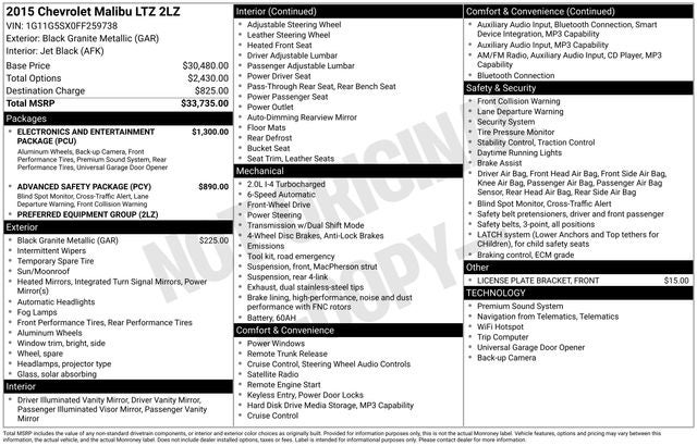 2015 Chevrolet Malibu LTZ 2LZ