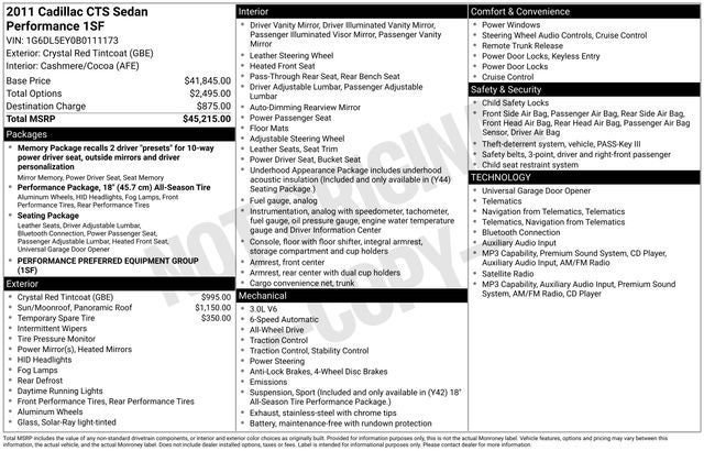 2011 Cadillac CTS 3.0L Performance
