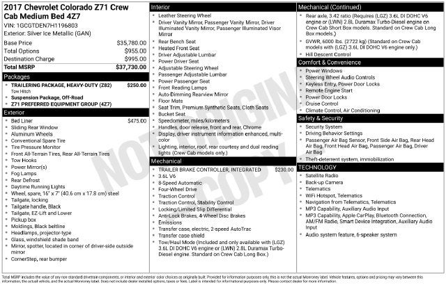 2017 Chevrolet Colorado Z71