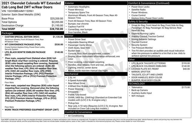 2021 Chevrolet Colorado Work Truck