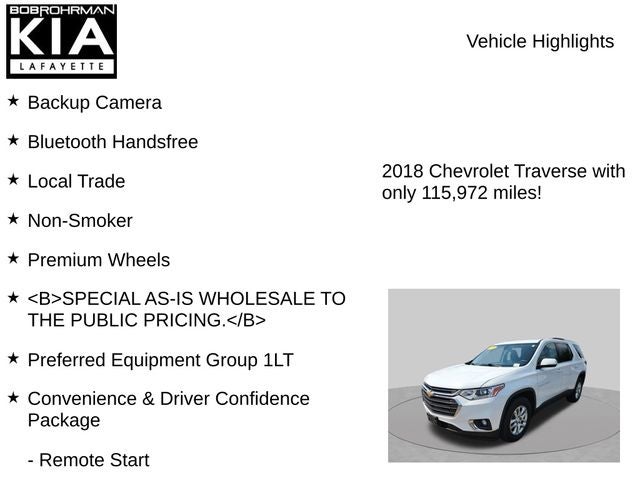 2018 Chevrolet Traverse LT Cloth w/1LT