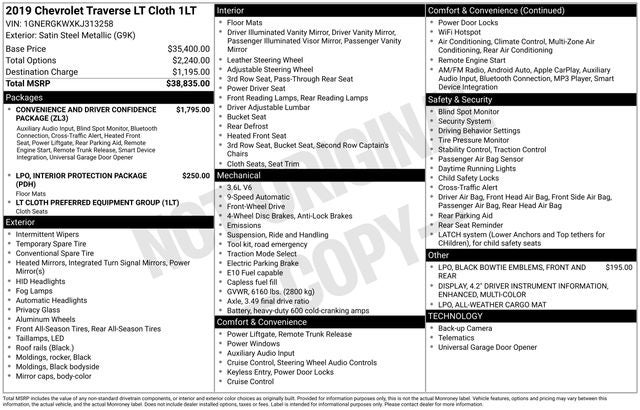 2019 Chevrolet Traverse LT Cloth w/1LT
