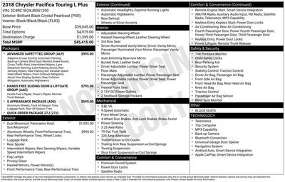 2018 Chrysler Pacifica Touring L Plus