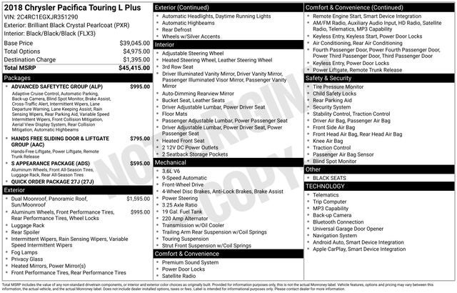 2018 Chrysler Pacifica Touring L Plus