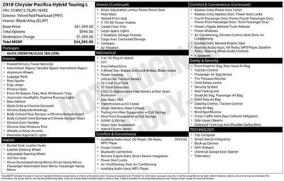 2018 Chrysler Pacifica Hybrid Touring L