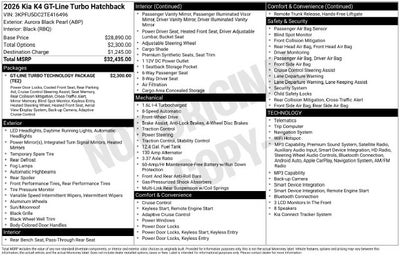 2026 Kia K4 Hatchback GT-Line Turbo