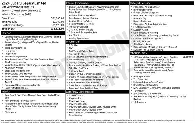 2024 Subaru Legacy Limited