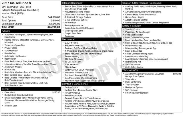 2027 Kia Telluride S