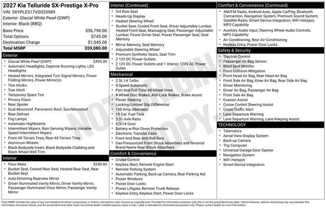 2027 Kia Telluride X-Pro SX-Prestige