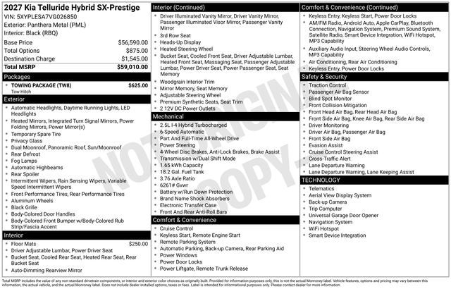 2027 Kia Telluride Hybrid SX Prestige