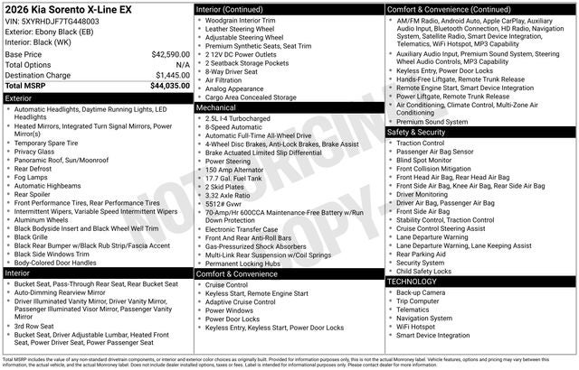 2026 Kia Sorento X-Line EX