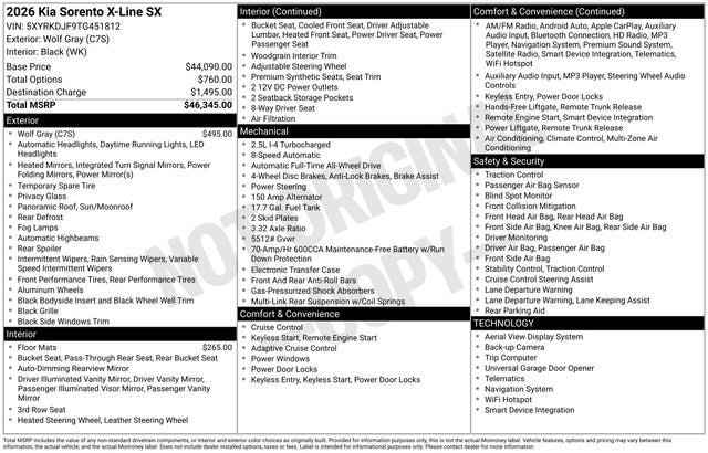 2026 Kia Sorento X-Line SX