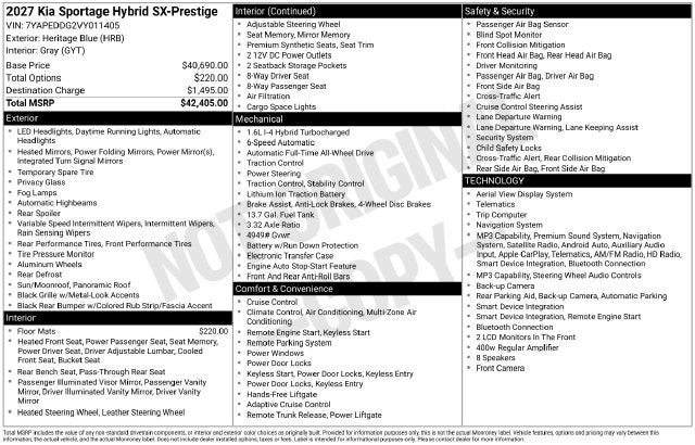 2027 Kia Sportage Hybrid SX-Prestige