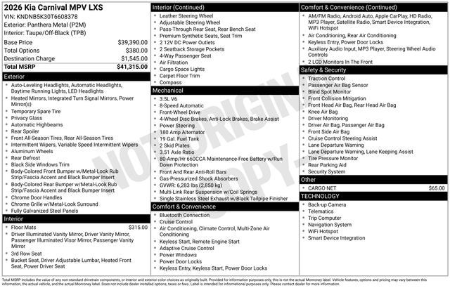 2026 Kia Carnival LXS