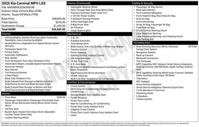 2025 Kia Carnival LXS