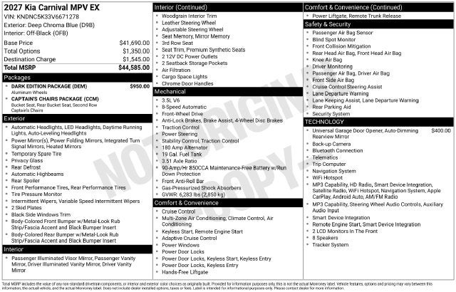 2027 Kia Carnival EX