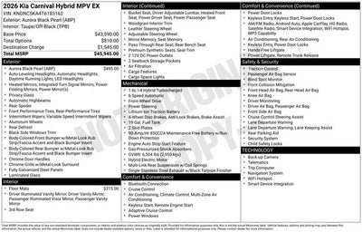 2026 Kia Carnival Hybrid EX