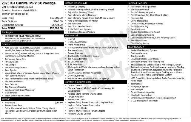 2025 Kia Carnival SX Prestige