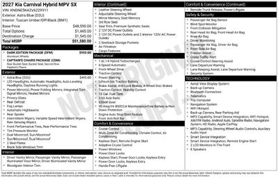 2027 Kia Carnival Hybrid SX
