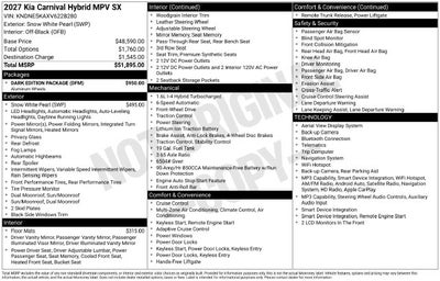 2027 Kia Carnival Hybrid SX