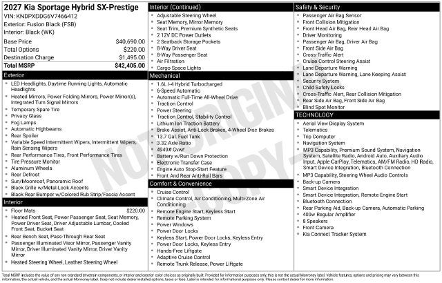 2027 Kia Sportage Hybrid SX-Prestige