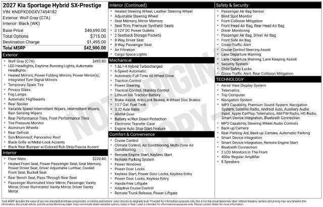 2027 Kia Sportage Hybrid SX-Prestige