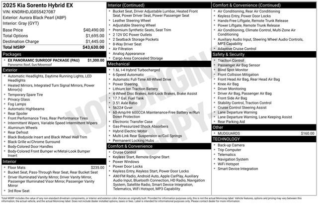 2025 Kia Sorento Hybrid EX